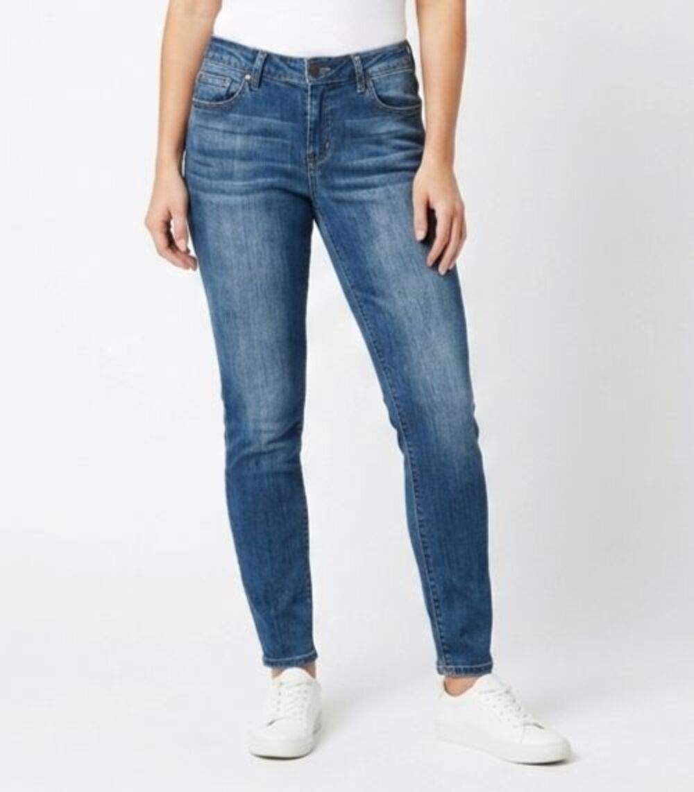 1822 Denim Curvy Silk Skinny Jeans Size 10 Medium Wash Blue Stretch 30x26